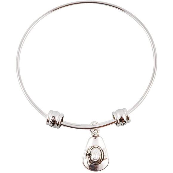 Cowboy Cowgirl Hat with no Trim Bangle Bracelet Jewelry - Picture 1 of 4